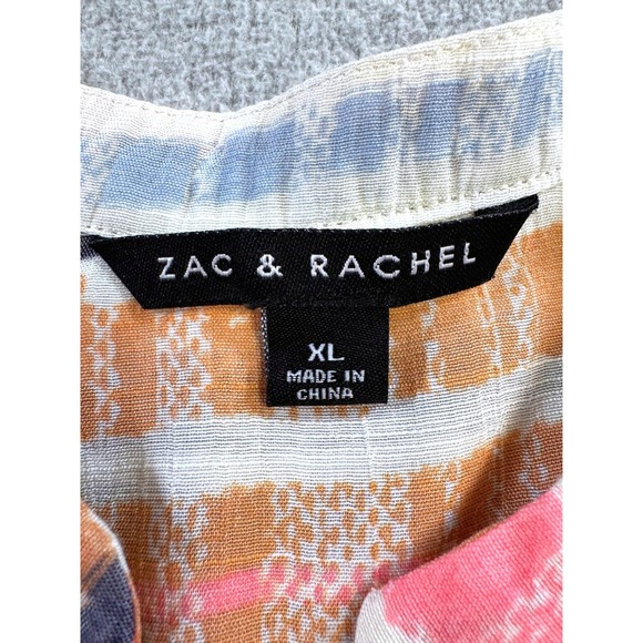 Zac & Rachel Blouse Womens XL Multi Color Striped Long Sleeve Button Up Top Boho - Picture 5 of 9